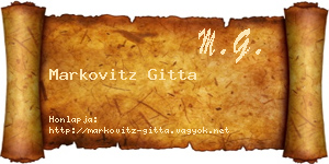 Markovitz Gitta névjegykártya
